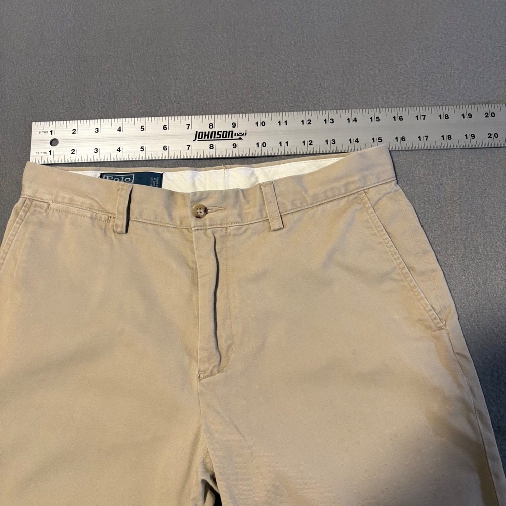 Polo Ralph Lauren Chino Shorts Men 31x10 Khaki Tan Flat Front Cotton Twill Pony - Picture 5 of 13